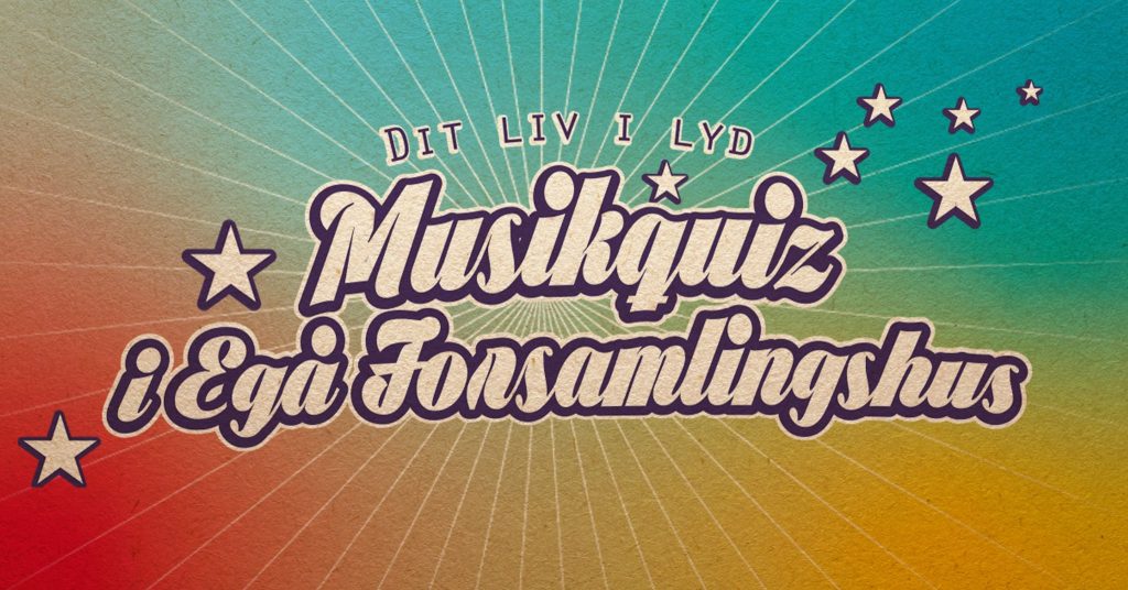 Musikquiz i Egå Forsamlingshus. Quizmaster. Grafik ved Gitte Thrane / Hunky-Dory.dk